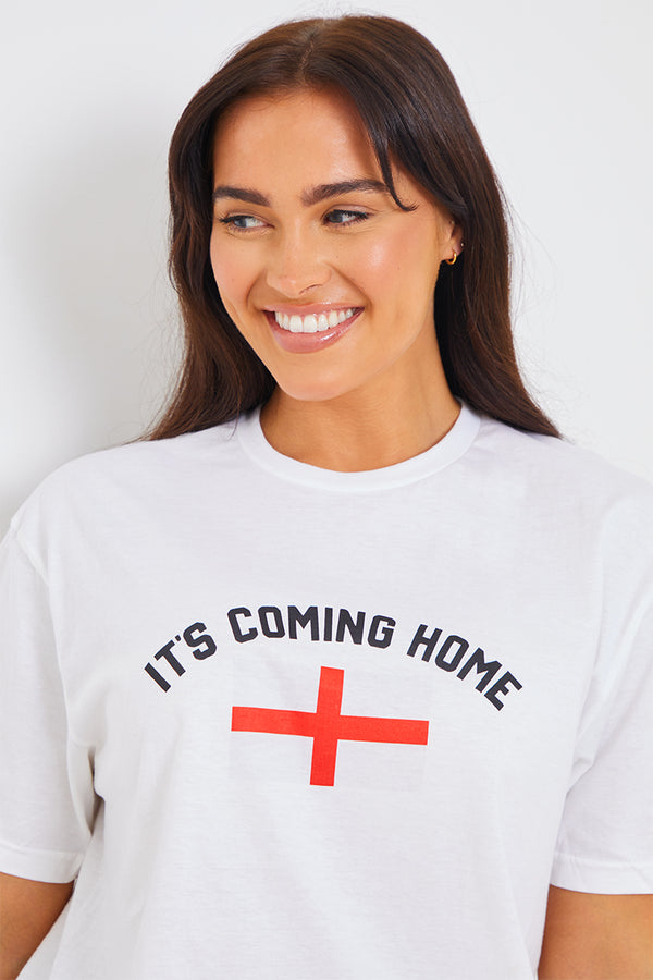 In The Style In The Style It's Coming Home' Slogan Football T-Shirt White