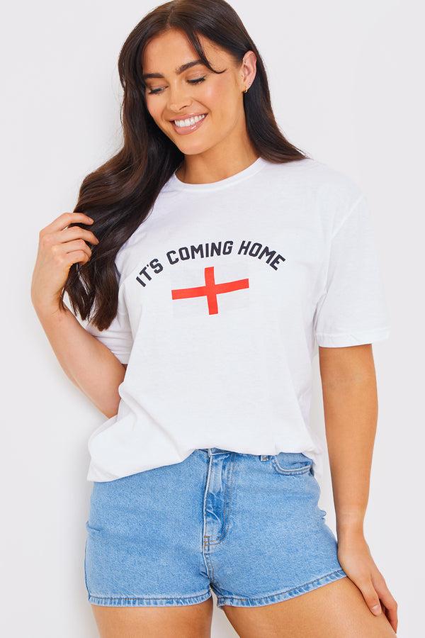 in the style In The Style It's Coming Home' Slogan Football T-Shirt White