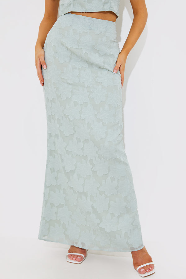 In The Style In The Style Jacquard Co-Ord Maxi Skirt Sage