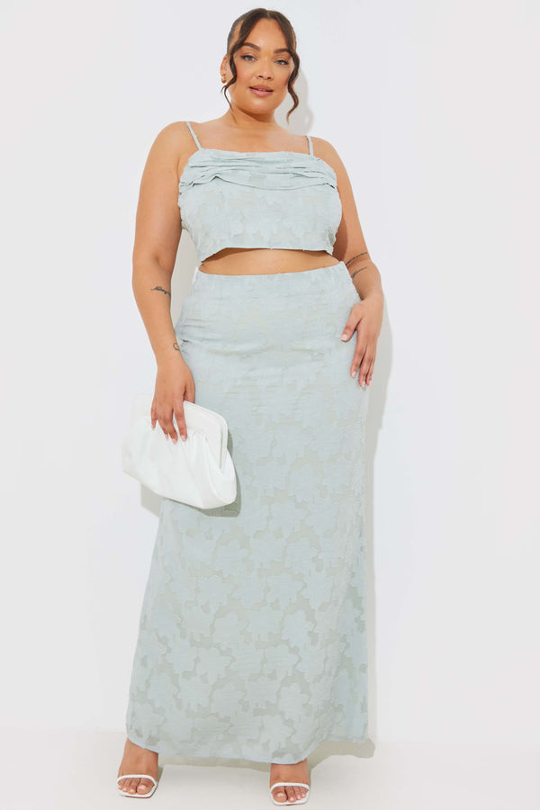 In The Style In The Style Jacquard Co-Ord Maxi Skirt Sage
