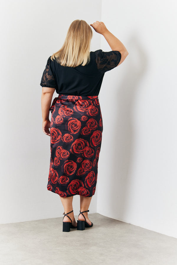 In The Style In The Style Jacquard Puff Sleeve Top Black