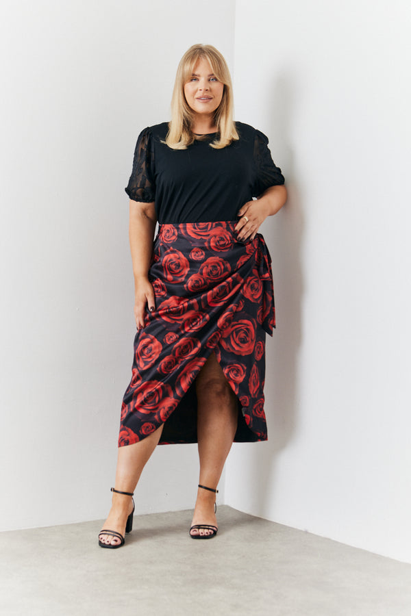 in the style In the Style Jacquard Puff Sleeve Top Black