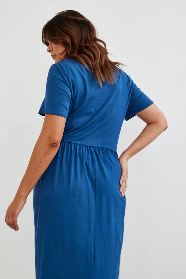In The Style In The Style Jersey Midi Dress With Split Navy