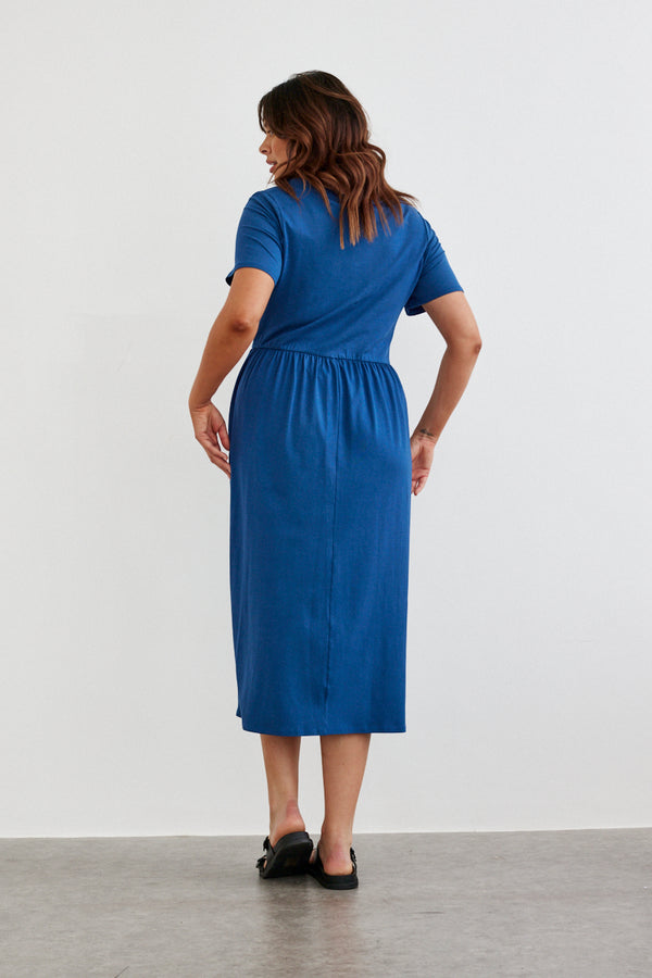 In The Style In The Style Jersey Midi Dress With Split Navy