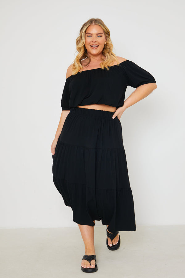 In The Style In The Style Jersey Off Shoulder Top Black