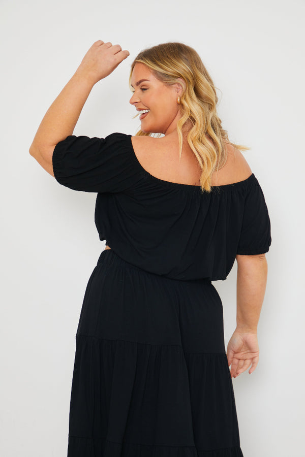 In The Style In The Style Jersey Off Shoulder Top Black