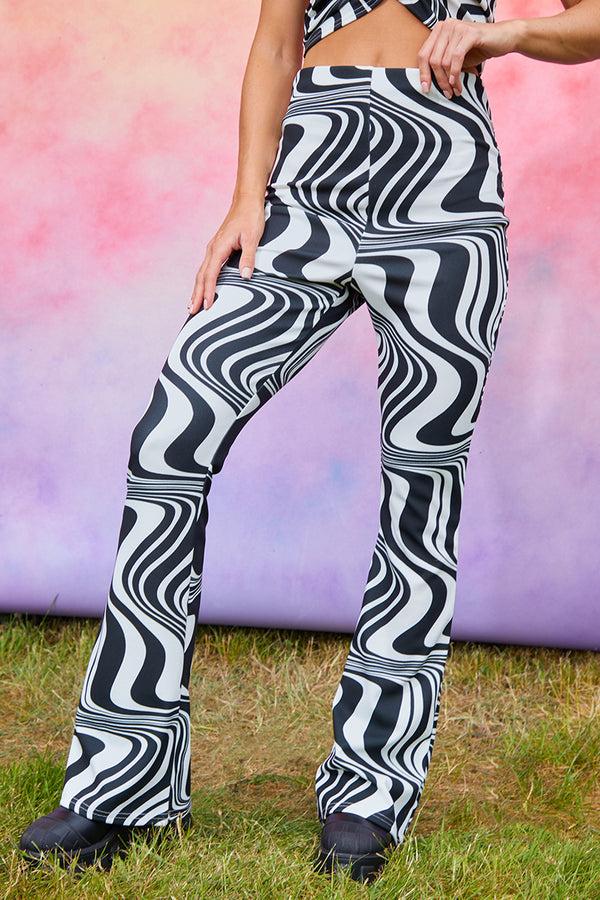 In The Style In The Style Jersey Printed Flares Black