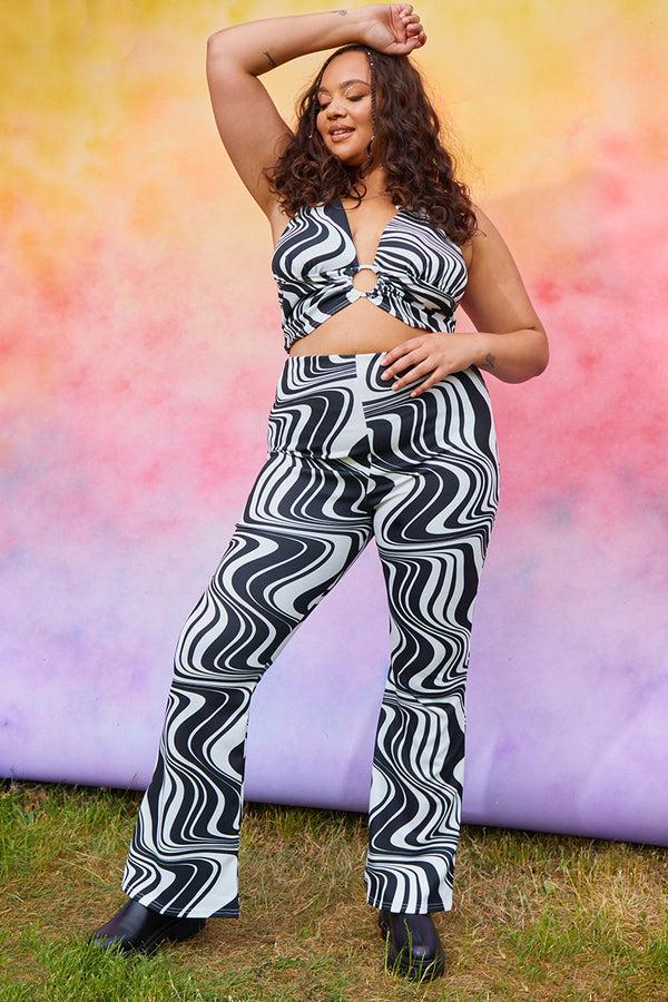 In The Style In The Style Jersey Printed Flares Black