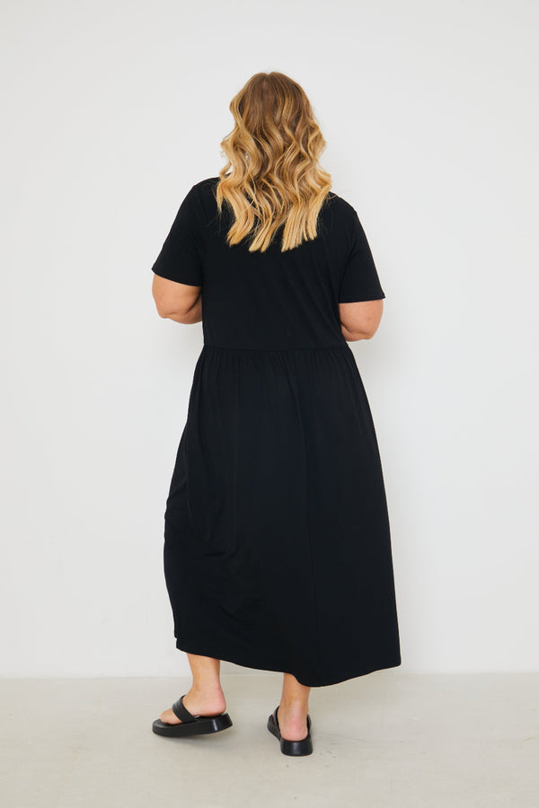 In The Style In The Style Jersey V Neck Midi Dress Black