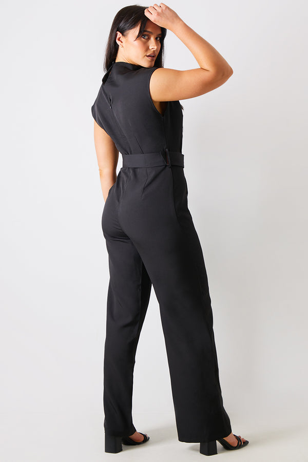 In The Style In The Style Key Hole Front Jumpsuit Black