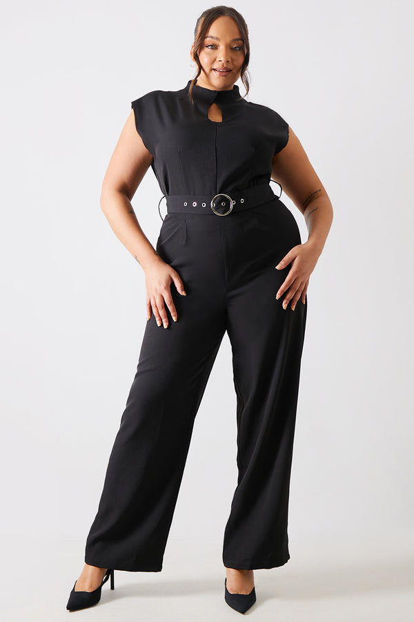 In The Style In The Style Key Hole Front Jumpsuit Black