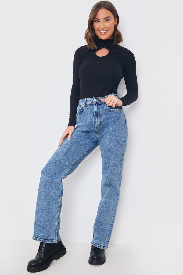 In The Style In The Style Keyhole High Neck Bodysuit Black