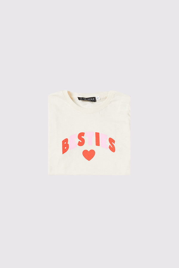 in the style In The Style Kids 'Besties' Slogan T-shirt Beige
