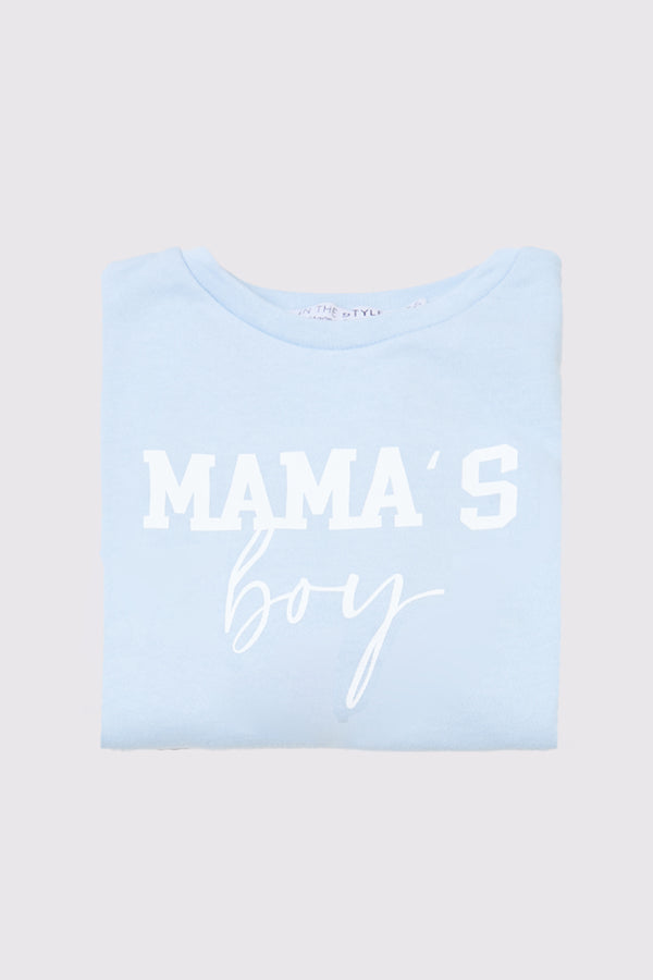 In The Style In The Style Kids Mama‚Äôs Boy Slogan Sweater Blue