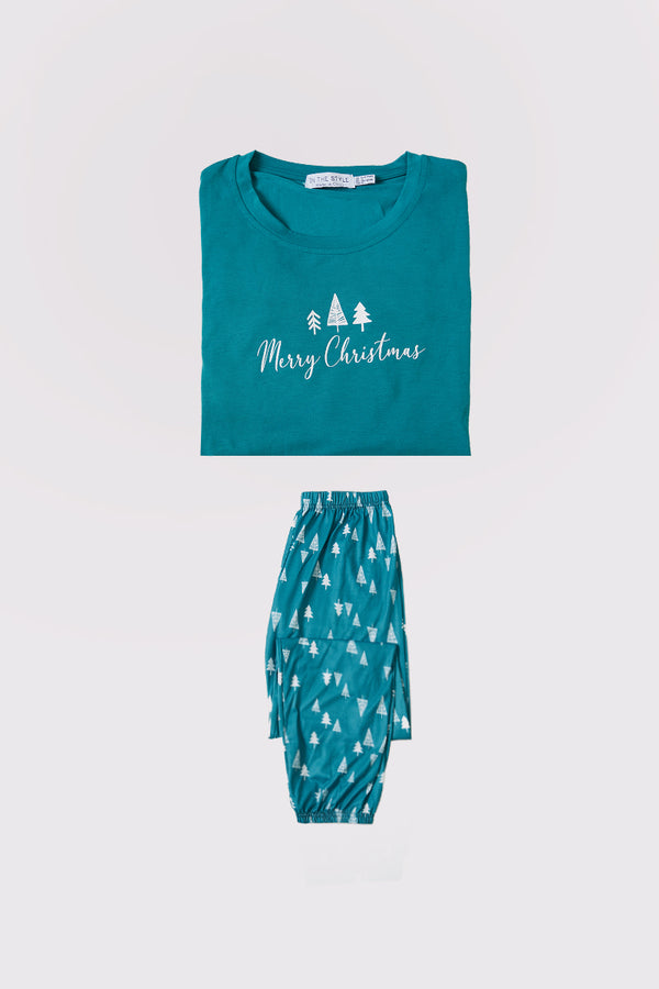 in the style In the Style Kids 'Merry Christmas' Matching Family PJ Set Teal