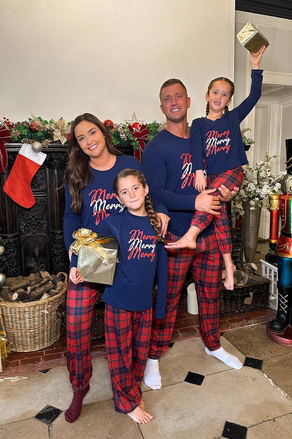 In The Style In The Style Kids 'Merry' Tartan Print Matching Family PJ Set Navy