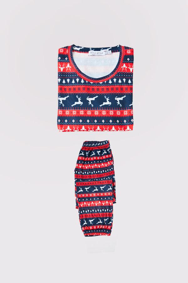 in the style In the Style Kids Reindeer Stripe Fairisle Matching Family PJ Set Multi