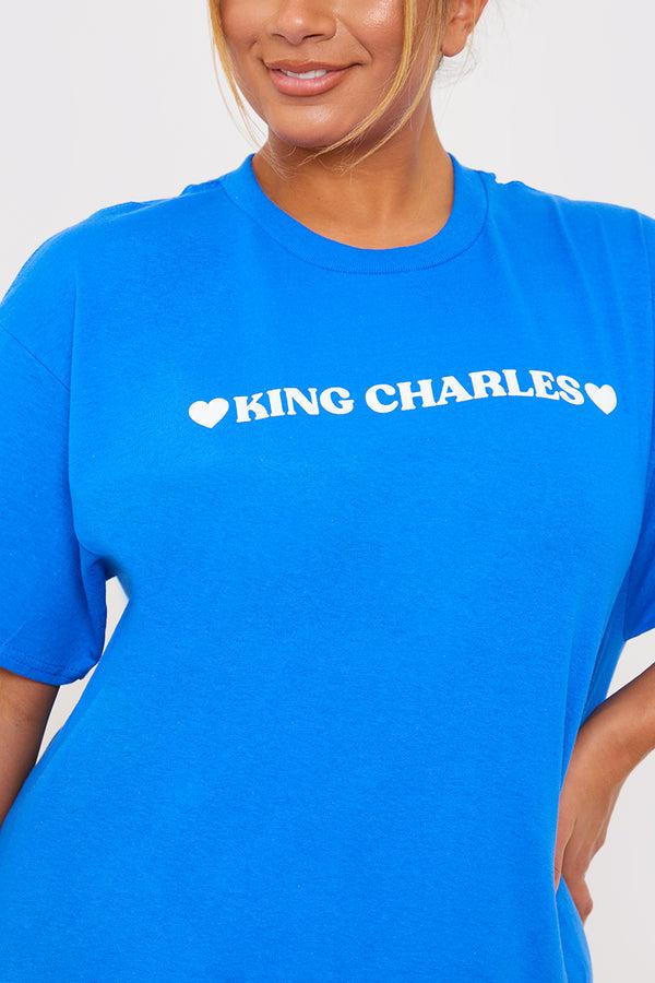 In The Style In The Style King Charles Slogan T-Shirt Blue