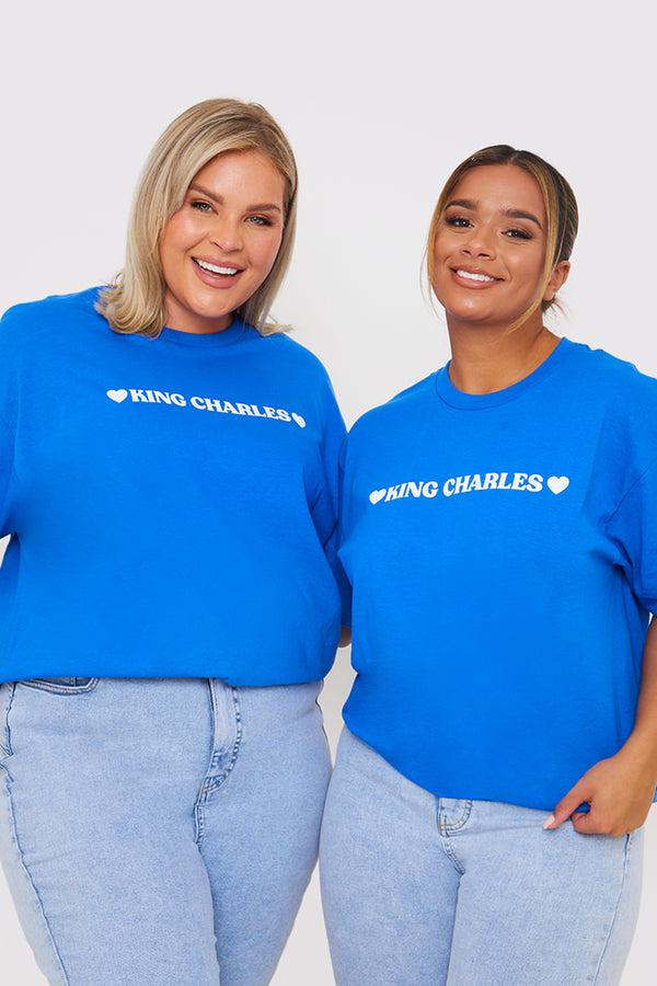 in the style In The Style King Charles Slogan T-Shirt Blue