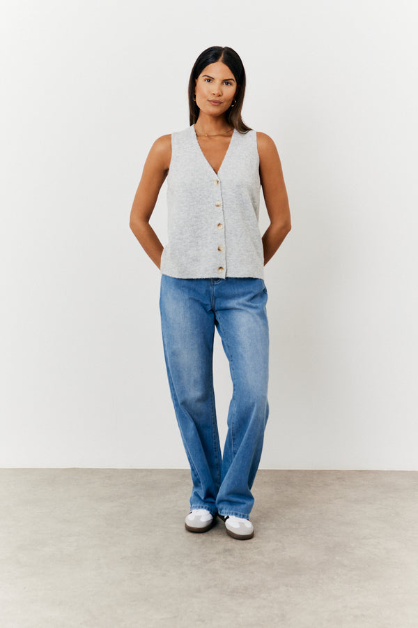 In The Style In The Style Knit Button Up Waistcoat Grey