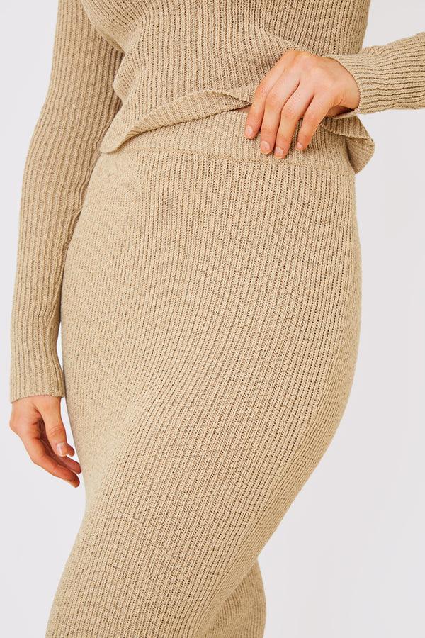 In The Style In The Style Knit Interest Yarn Midaxi Co-ord Skirt Mocha