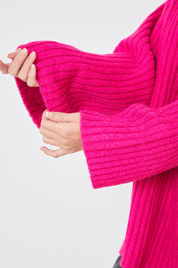 In The Style In The Style Knit Roll Neck Jumper Fuchsia