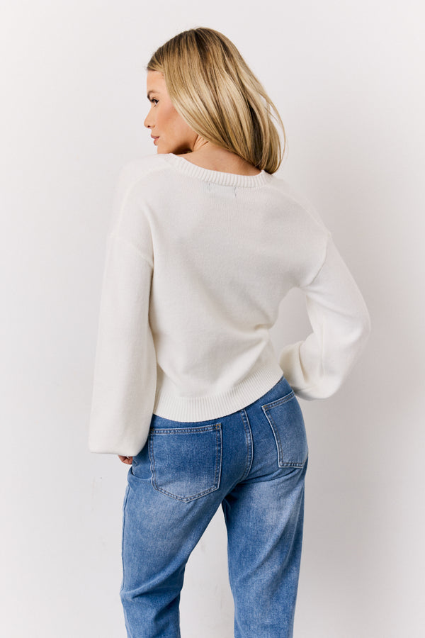 In The Style In The Style Knitted Embroidered Cardigan Ecru