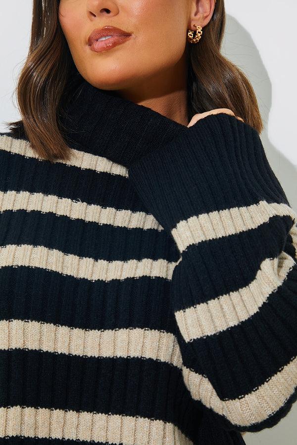 In The Style In The Style Knitted Roll Neck Jumper Oatmeal