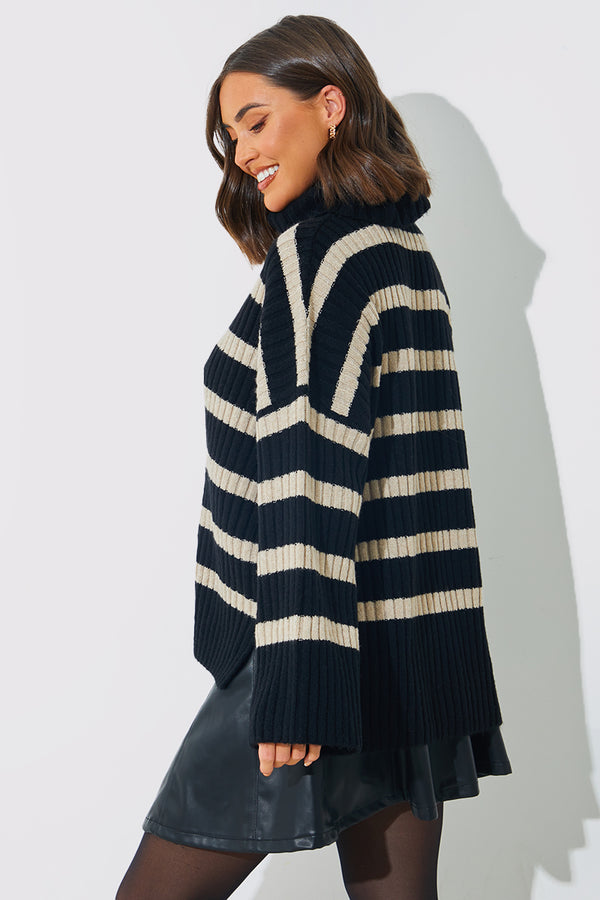 In The Style In The Style Knitted Roll Neck Jumper Oatmeal