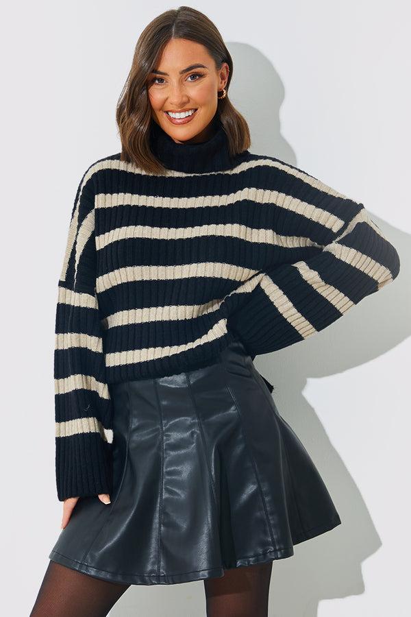 in the style In the Style Knitted Roll Neck Jumper Oatmeal