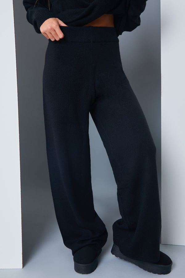 In The Style In The Style Knitted Wide Leg Trousers Black