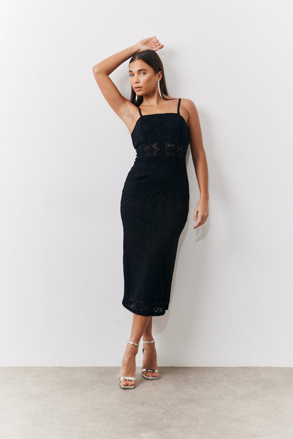 in the style In the Style Lace Bandeau Midi Dress Black