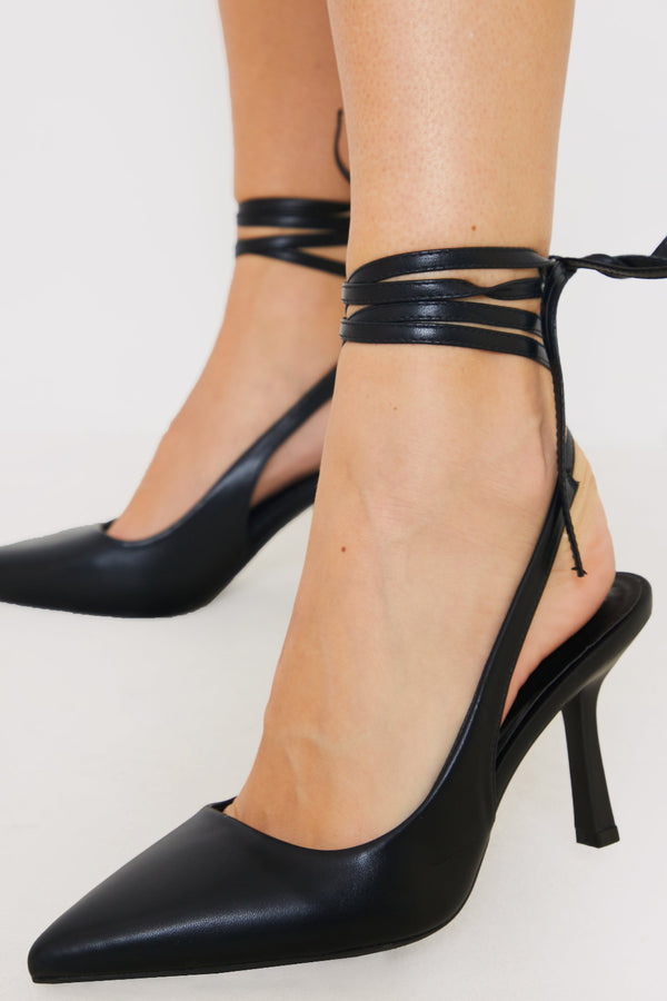 In The Style In The Style LACE UP POINTED TOE HEELS Black