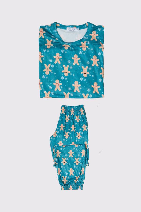 in the style In the Style Ladies Gingerbread Man Print Matching Family PJ Set Green