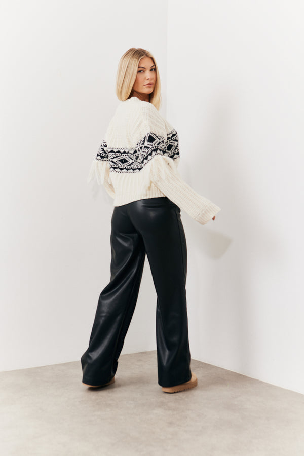 In The Style In The Style Leather Look Pintuck Detail Trousers Black