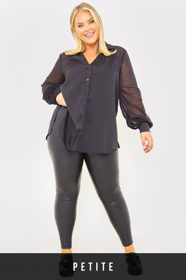 In The Style In The Style Leather Look Snake Leggings Black