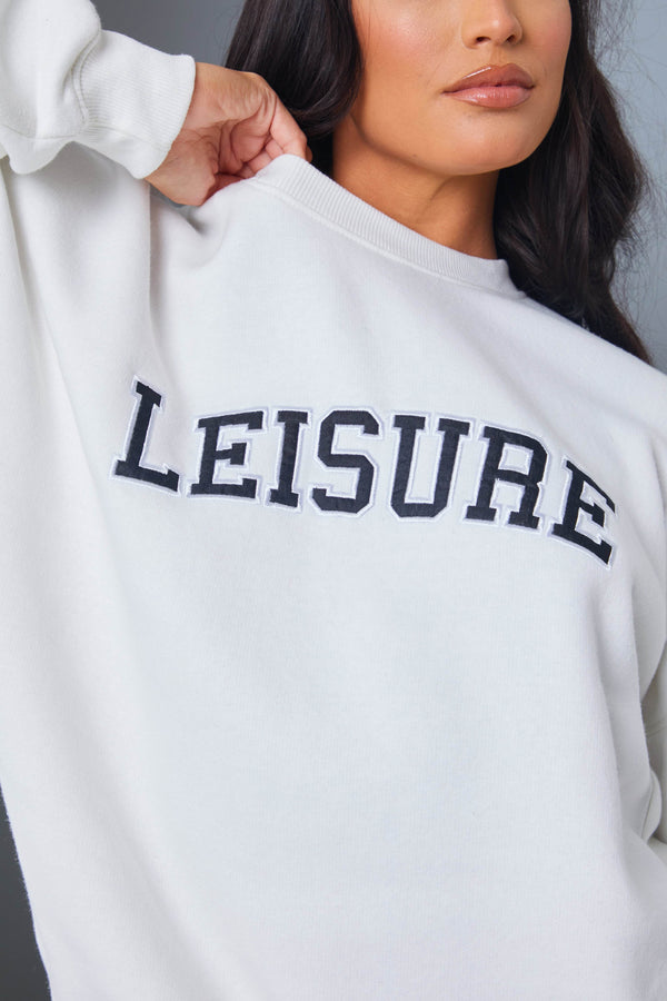 In The Style In The Style 'Leisure' Slogan Sweater White