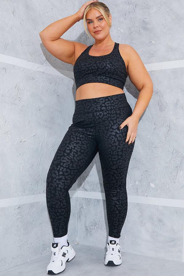 In The Style In The Style Leopard Active Leggings Black