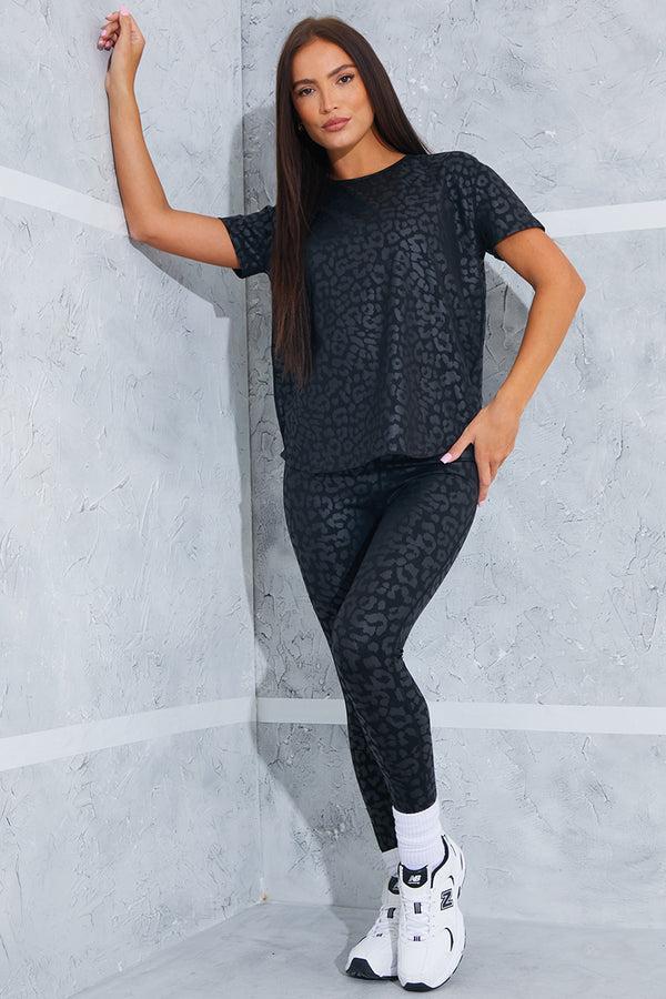 In The Style In The Style Leopard Active T-Shirt Black