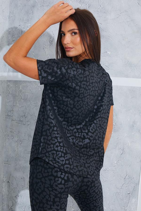 In The Style In The Style Leopard Active T-Shirt Black