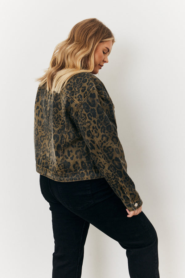 In The Style In The Style Leopard Denim Jacket Brown