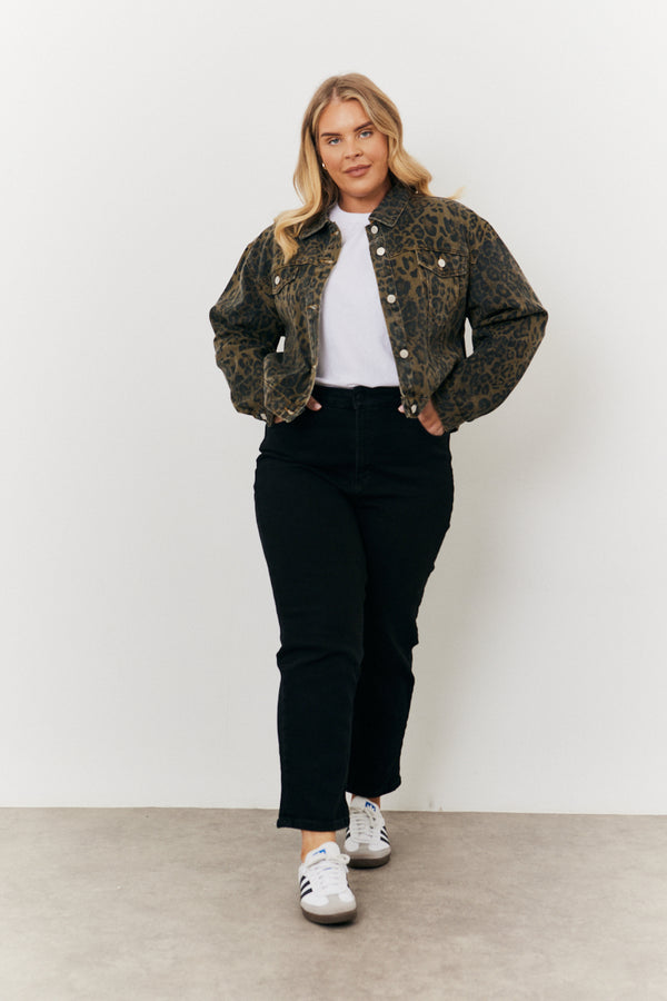 In The Style In The Style Leopard Denim Jacket Brown