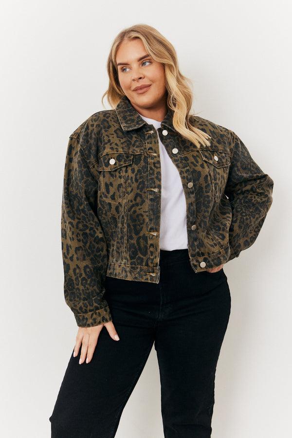 in the style In the Style Leopard Denim Jacket Brown