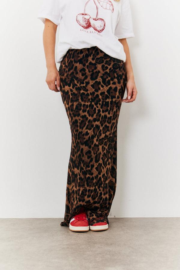 In The Style In The Style Leopard Mesh Maxi Skirt Brown