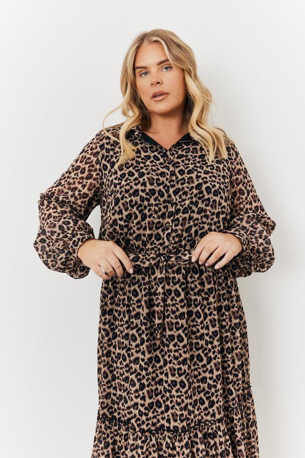 In The Style In The Style Leopard Print Chiffon Shirt Maxi Dress Multicoloured