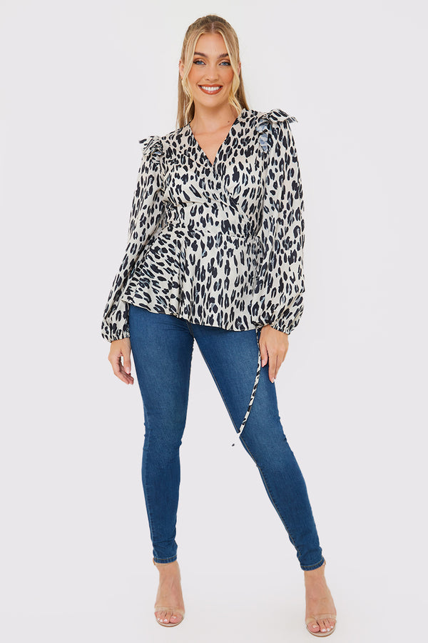 In The Style In The Style Leopard Print Wrap Blouse Multi