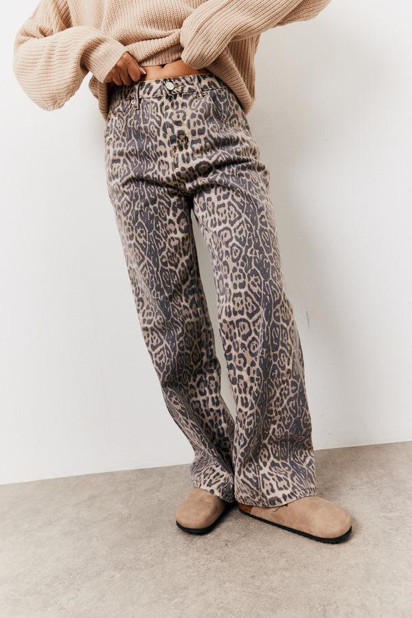 In The Style In The Style Leopard Straight Leg Jeans Animal Print