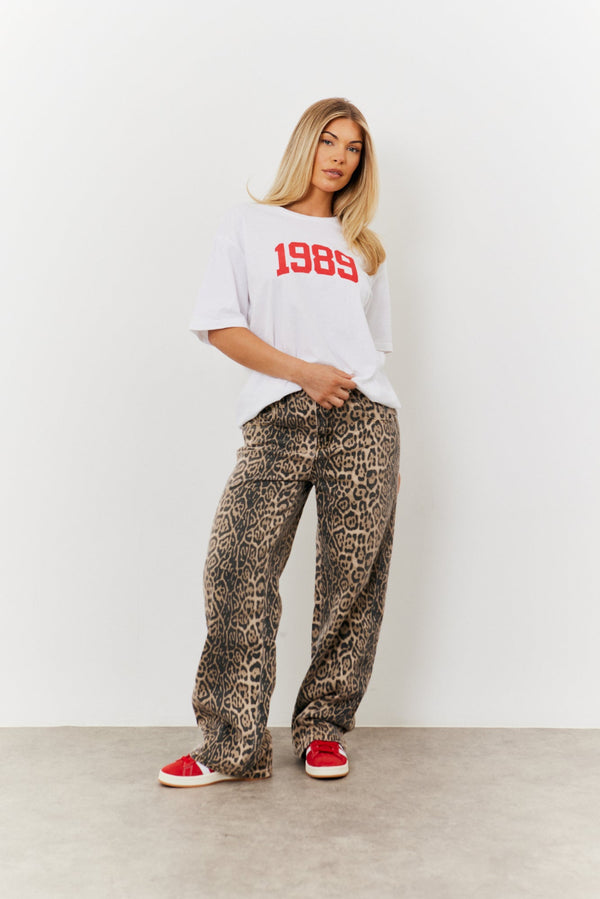 in the style In The Style Leopard Straight Leg Jeans Animal print