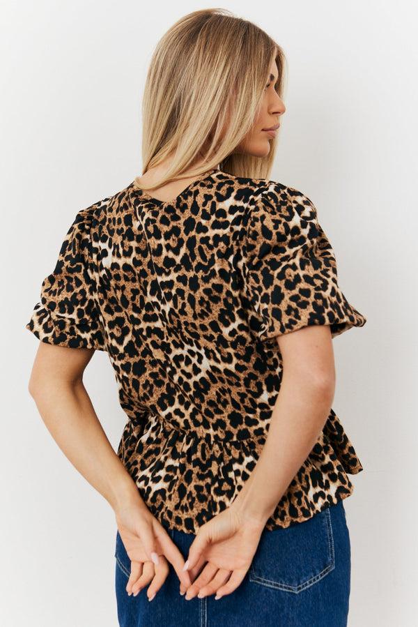 In The Style In The Style Leopard Tie Up Blouse Animal Print