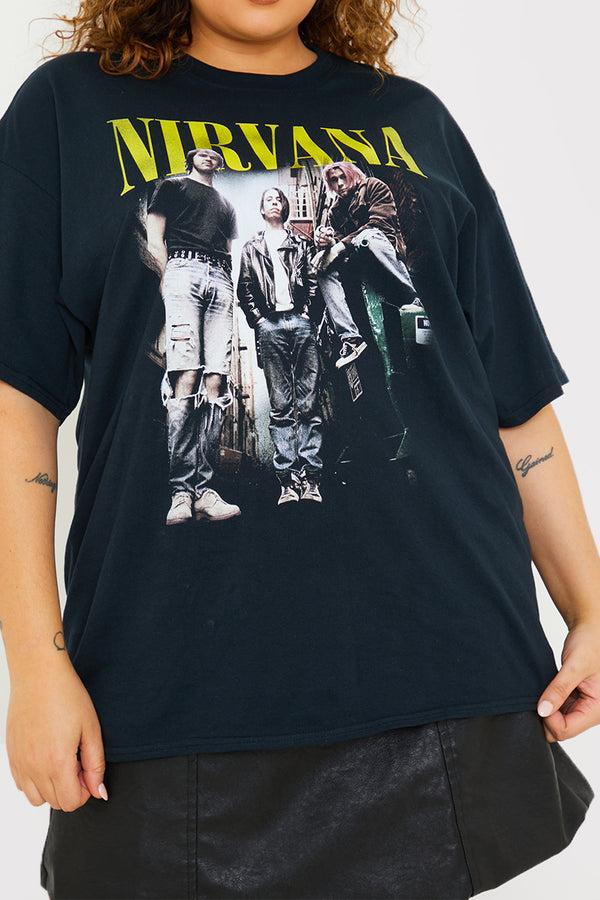 In The Style In The Style Licensed Nirvana T-Shirt Black